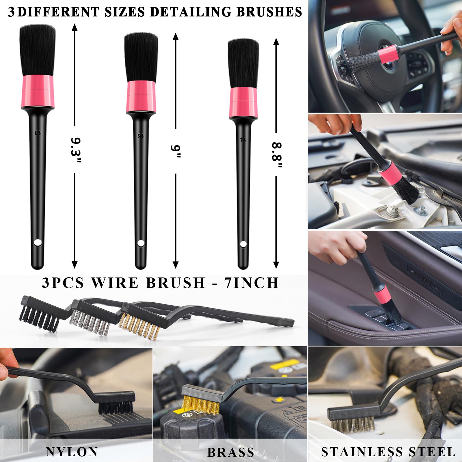 Kit di pulizia per interni dell'auto, 20 pezzi, con aspirapolvere portatile ad alta potenza, set di spazzole, strumento per parabrezza, spolverino, asciugamani, strumenti completi per la cura