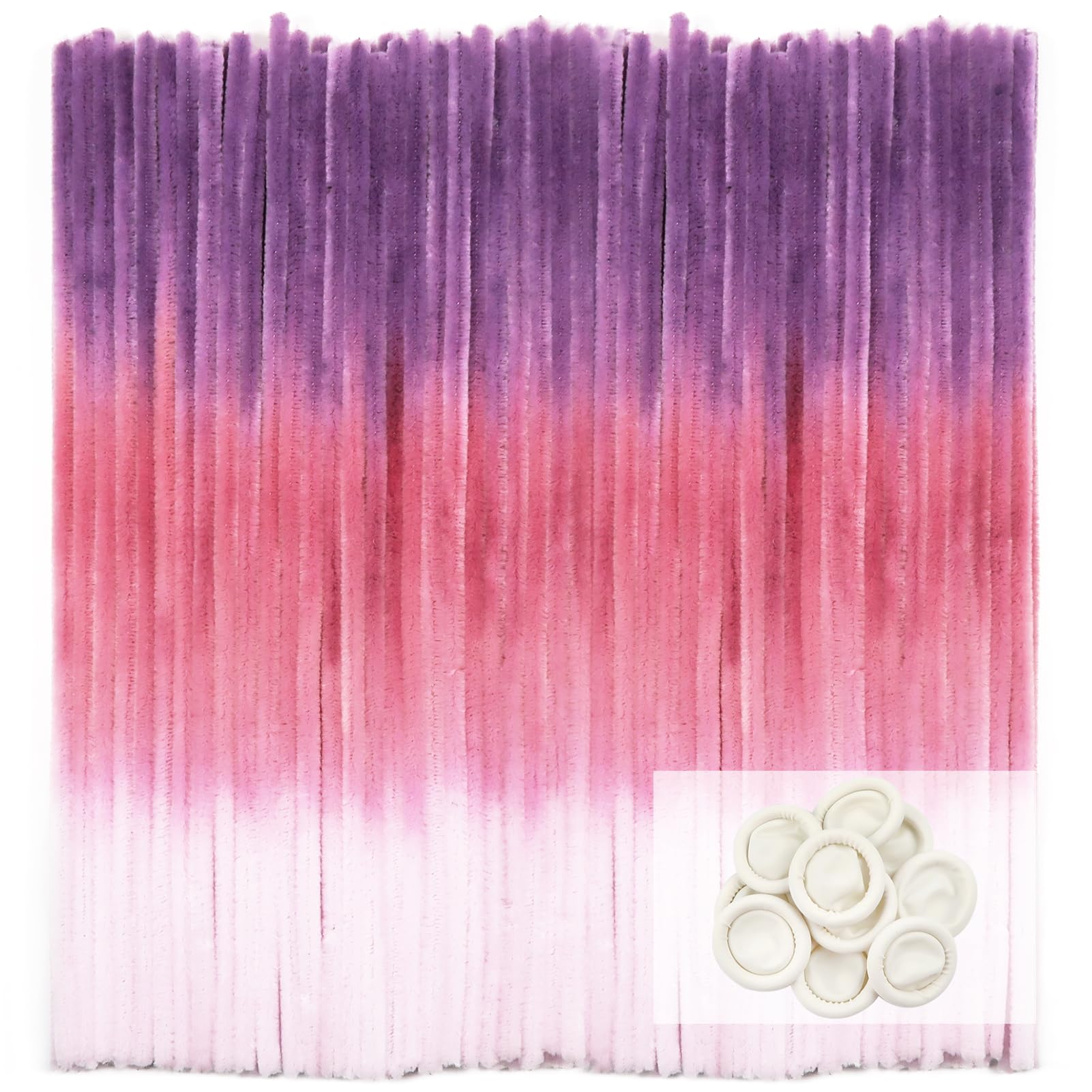 TOAOB 100pcs Pipe Cleaners Gradient Pink Purple Chenille Stems for Crafts 12 Inch Fuzzy Sticks Craft Supplies for DIY Art Craft Projects Home Decorations