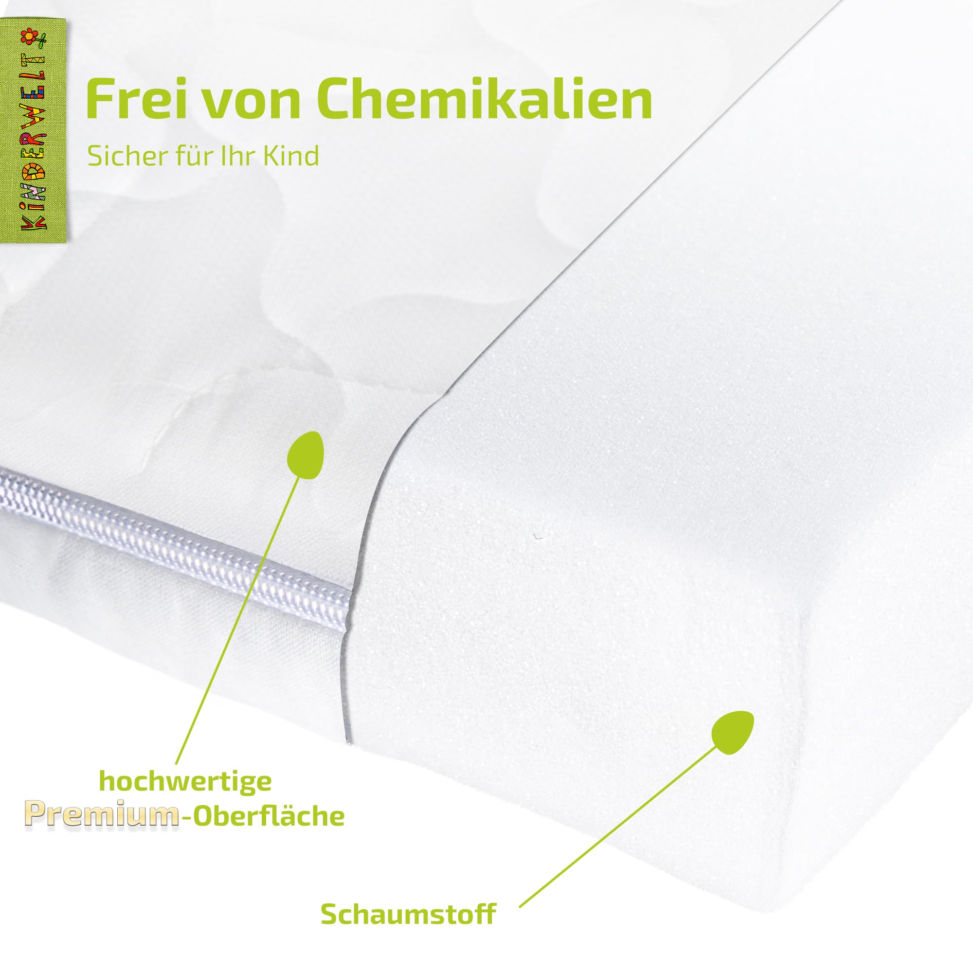 KiNDERWELT Babymatratze 40x90x10 cm, Schaumkernmatratze Komfortbezug gesteppt, Matratze für Kinderbett, Schaumstoffmatratze Kinder, Made in Germany