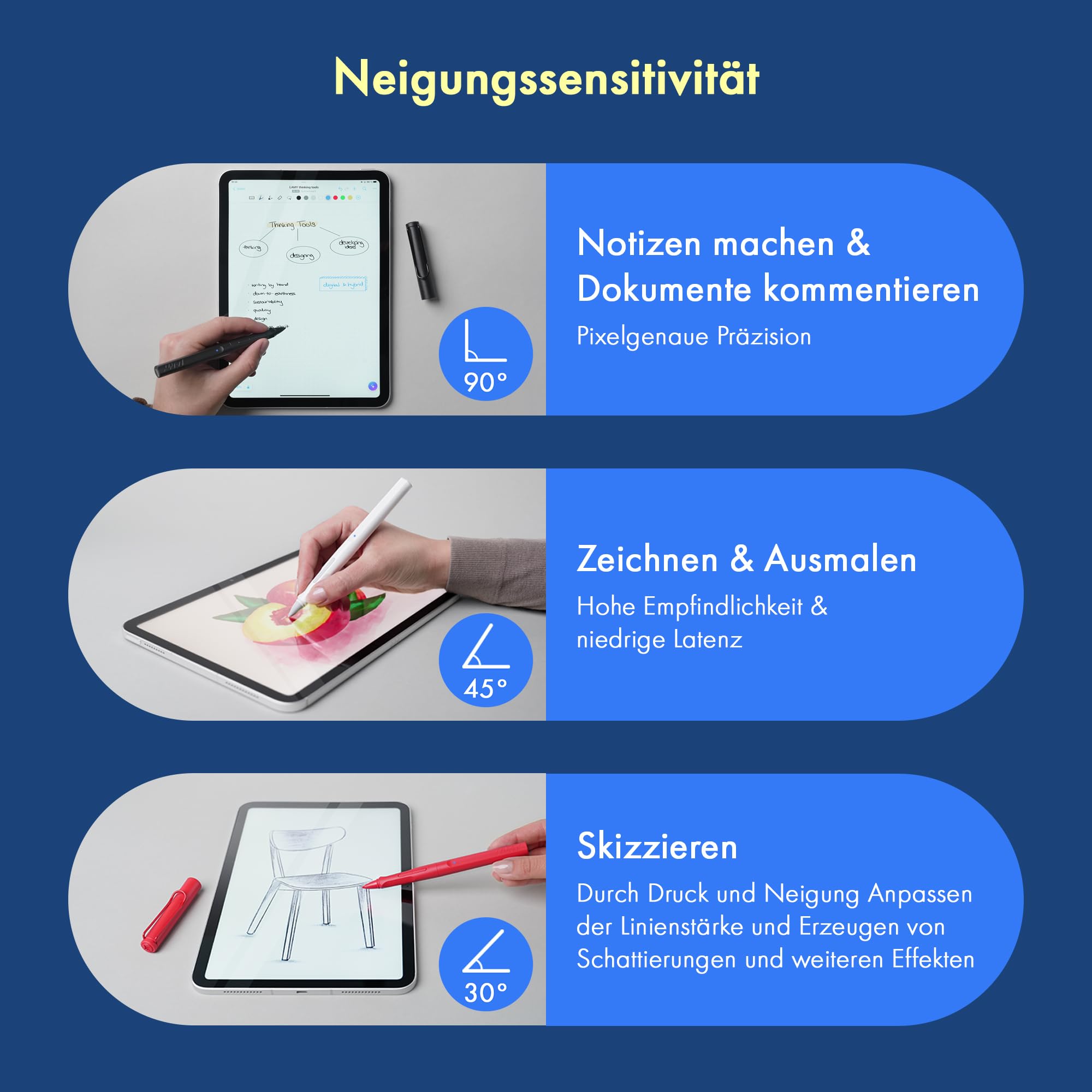 LAMY Safari Note+ Steel Black iPad Stift – Stylus Pen mit Palm Rejection, Neigungssensitivität & ergonomischen Griff – kompatibel mit verschiedenen iPad Modellen – bis zu 10 Stunden Akkulaufzeit