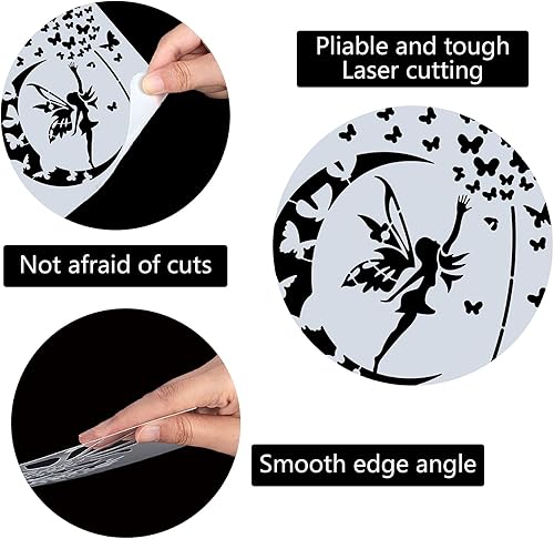 Miniatura 10 de GORGECRAFT Plantilla grande de árbol de la vida de 12 x 12 pulgadas, reutilizable, decoración del hogar, plantillas de pintura de árbol de plástico,