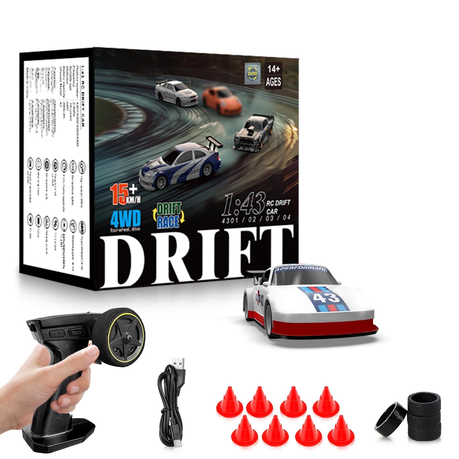 RC Drift car, 1/43 Mini Rc Drift car with Gyroscope