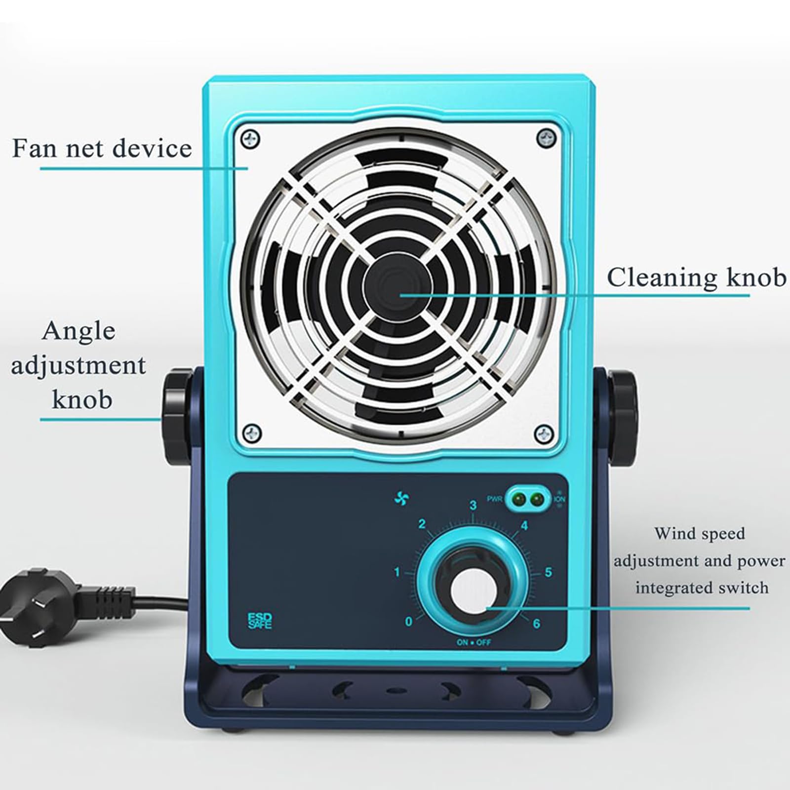 Ionizador Antiestático, Eliminador De Estática ESD De Escritorio, Soplador De Aire Ionizante, Volumen Máximo De Aire De 85 CFM, Ajustable Progresivamente