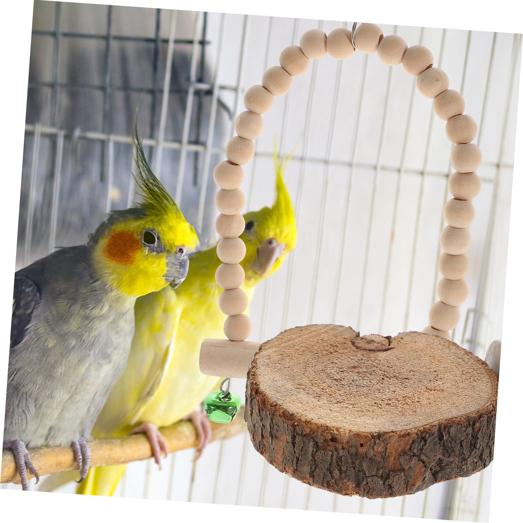 FRCOLOR Juguetes para Masticar para Pájaros y Periquitos Madera Natural y Cuerda, Set de 9 Piezas para Moler Dientes y Saltar, Accesorios para Jaulas