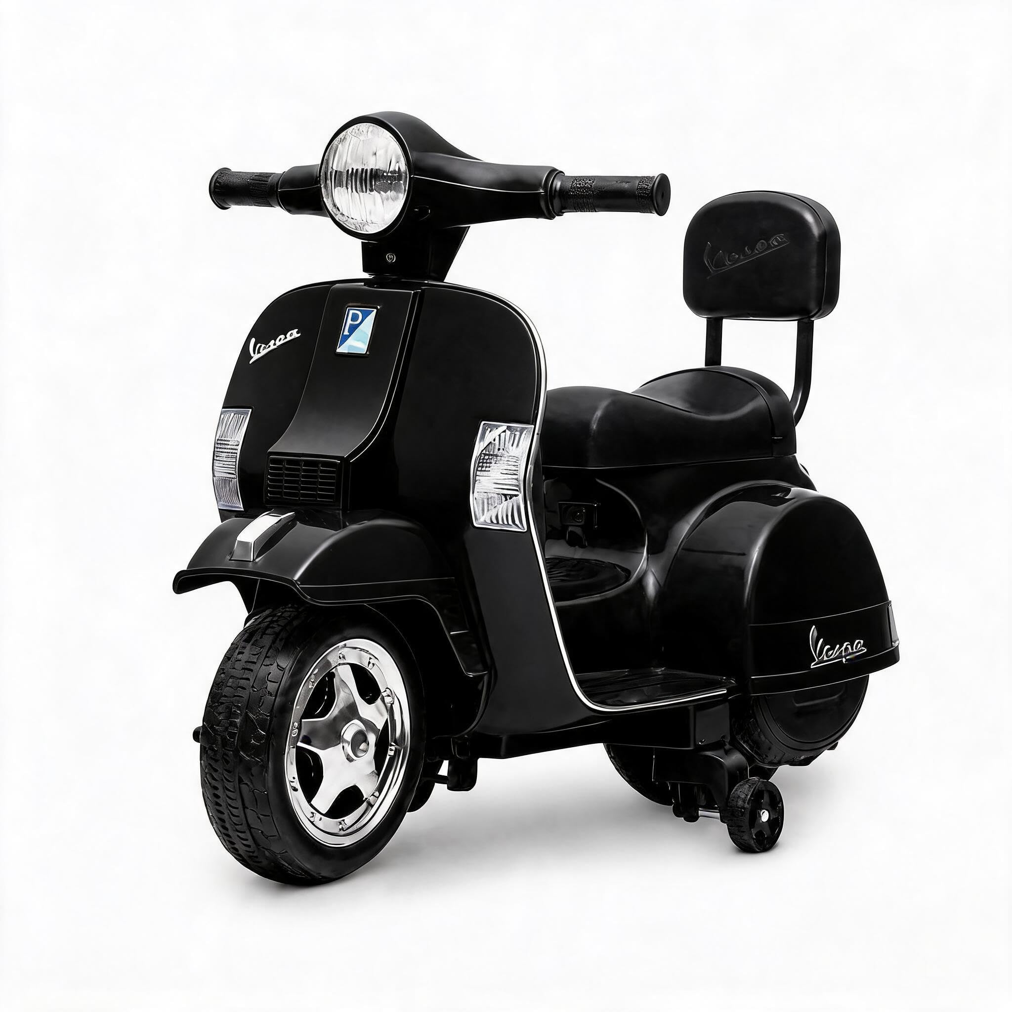 Licensed Classic Vespa 6V Kids Electric Ride-on Scooter Motorcycle Black