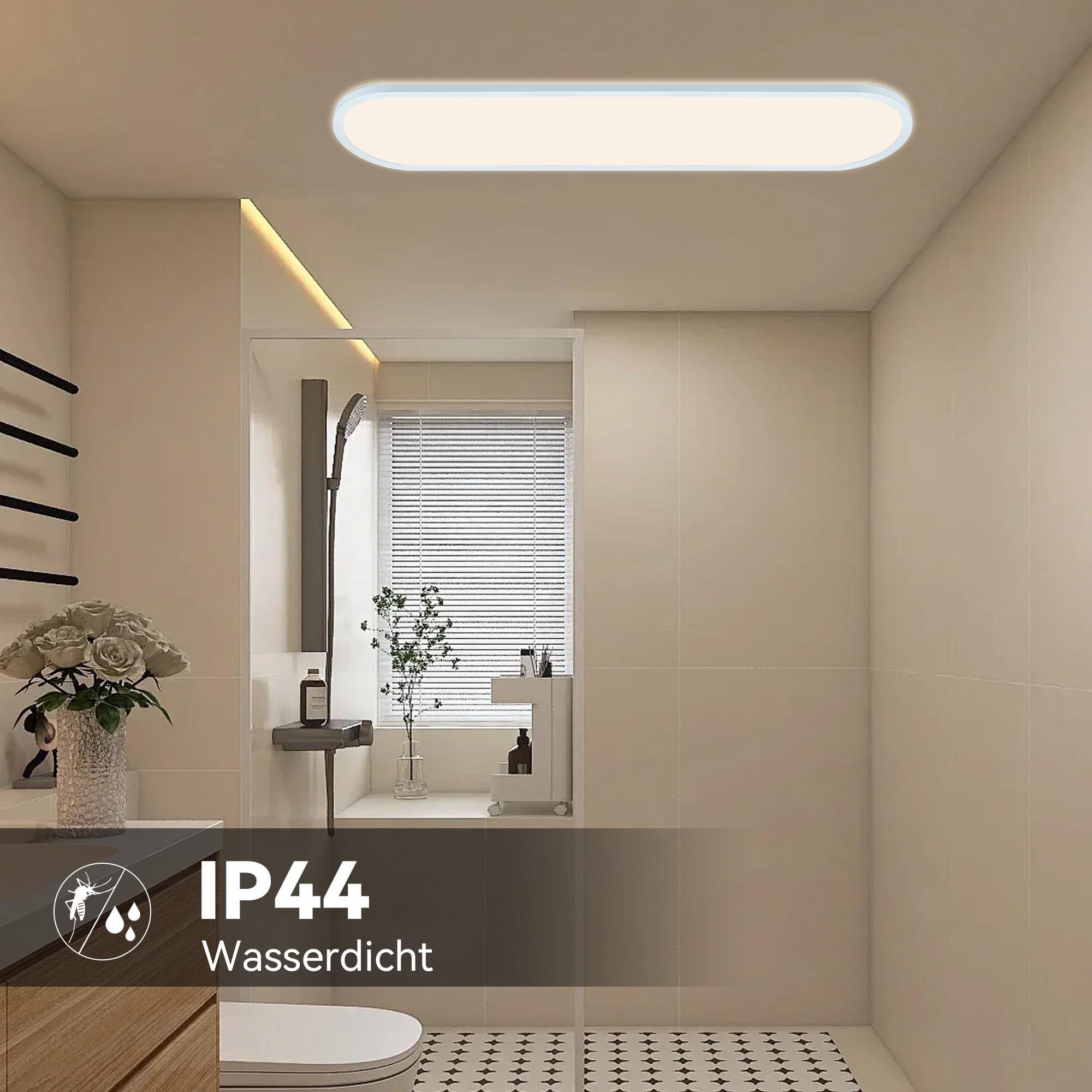 ONDTA LED Deckenleuchte Flach 32W, 80x20 CM 2700K-6500K 4350LM Oval