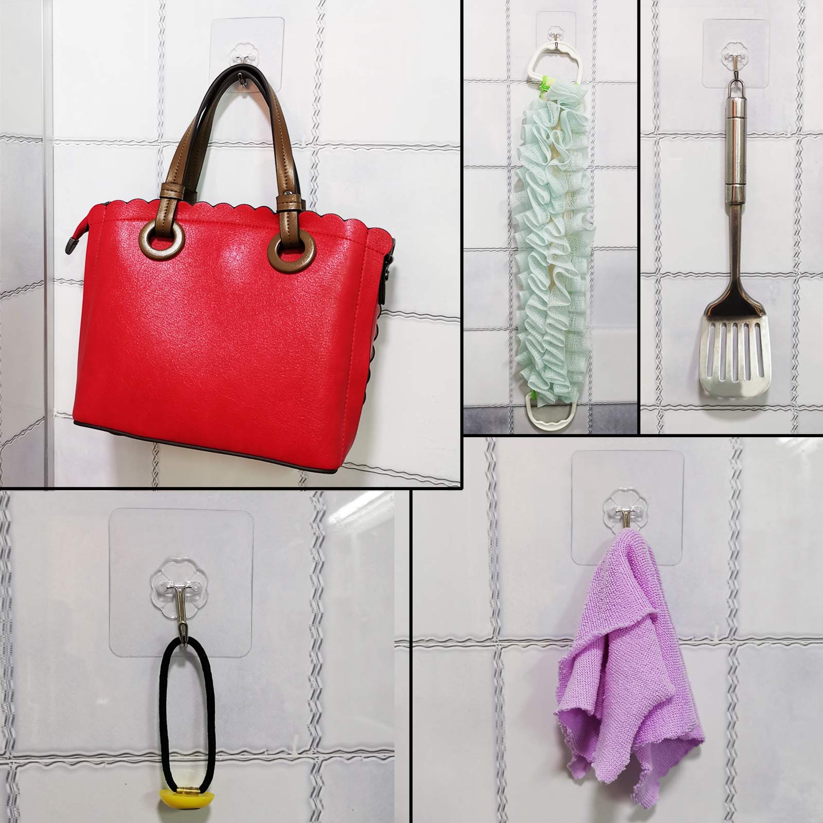 6 Pezzi Ganci Adesivi Trasparenti Impermeabili Senza Chiodi 70MM Appendiabiti da Parete per Cappotti Sciarpe Asciugamani Borse Chiavi in Bagno Cucina Ufficio