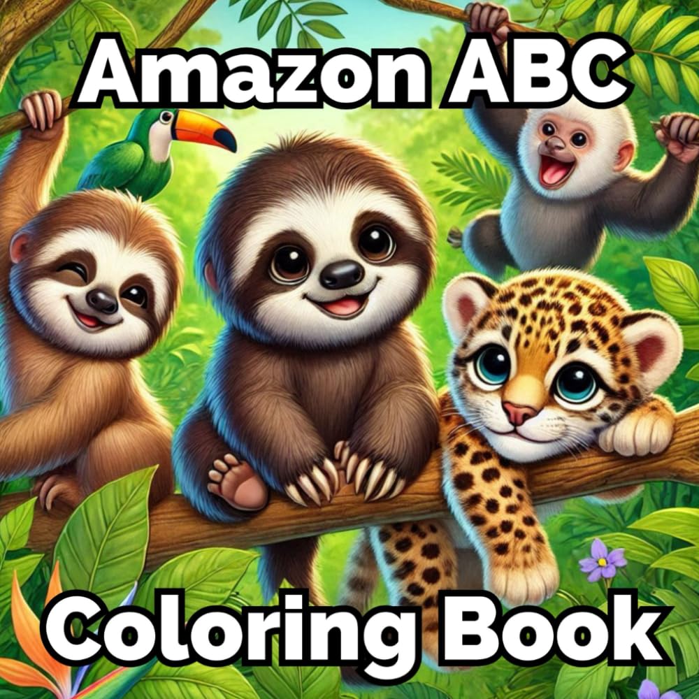 Amazon ABC Coloring Book: Adorable Baby Rainforest Animals of the Amazon (Animal Coloring Book)
