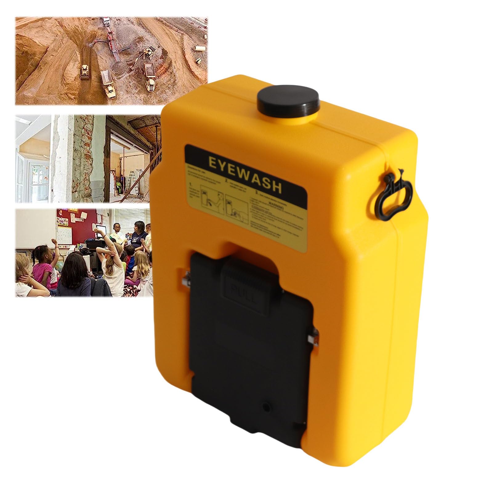 AMONIDA Station de Lavage Oculaire Murale Portable 53L, pour Dispositif D'urgence de sécurité en Laboratoire, Station de Lavage Oculaire en Polyéthylène