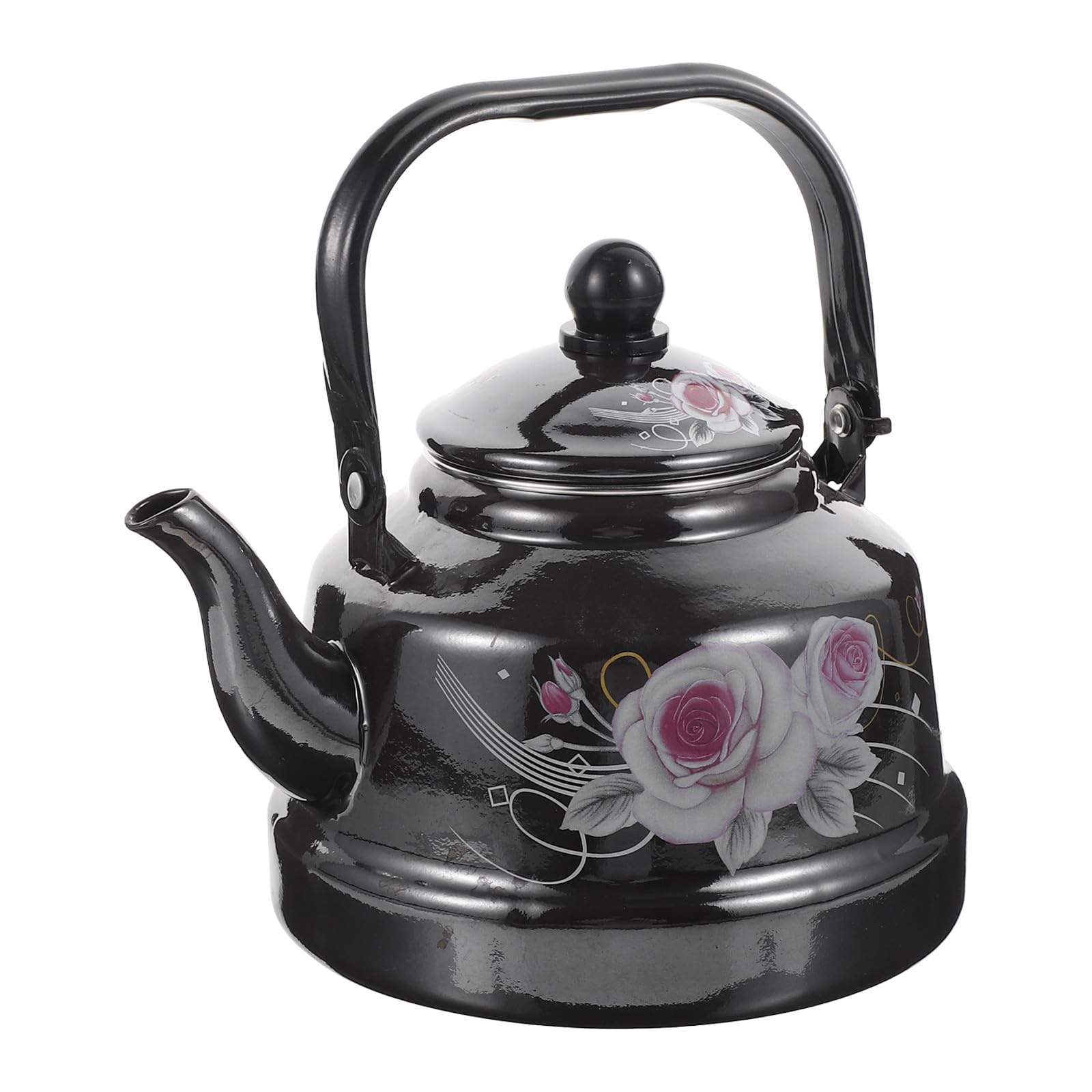 Bouilloire en émail noire 1,7l pour cuisinière induction et cuisine vintage rétro ABOOFAN