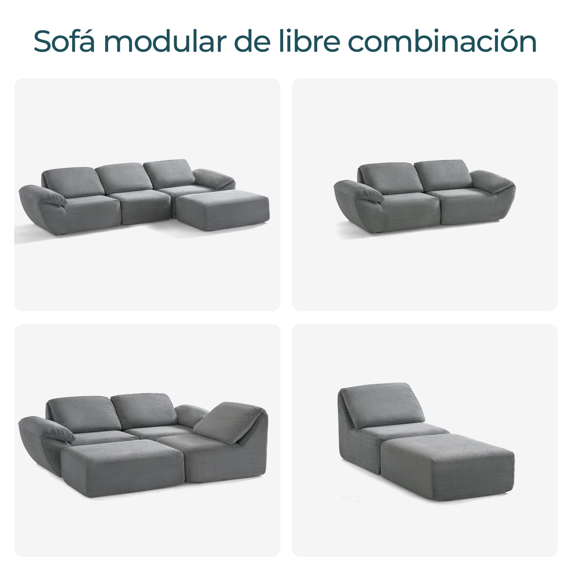 LINSY Home Sofá Cama esquinero con función de sueño, 290 cm, Modular, en Forma de L, Incluye otomana, salón, Noches de televisión o para Pasar la Noche de Invitados (Gris)