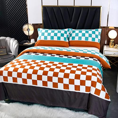 Miniatura 2 de Sviuse Color Clash - Juego de funda de edredón de 3 piezas, tamaño individual, estampado a cuadros con cierre de cremallera, 1 funda de edredón + 2