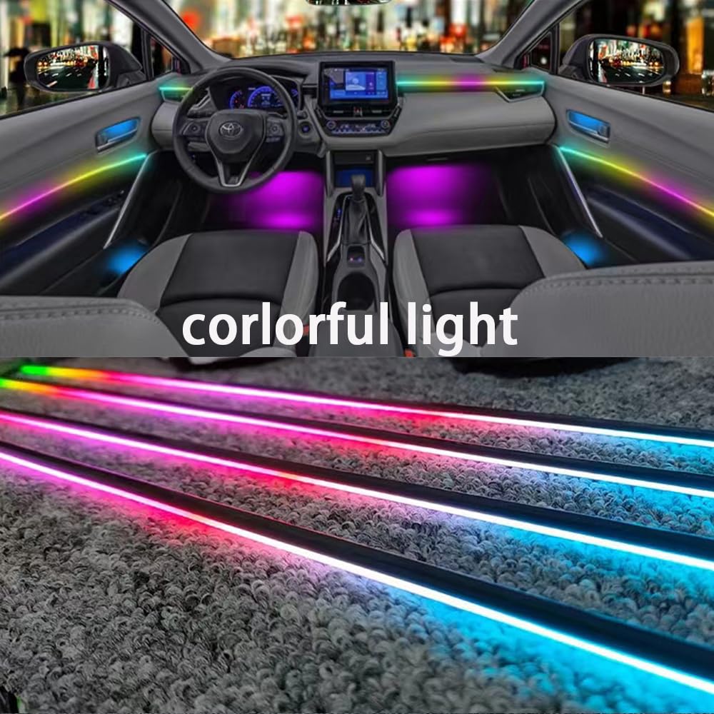 Luci ambientali per interni auto, 6 in 1, 18 in 1, 18 in 1, striscia LED in fibra ottica acrilica, modalità universali decorazione atmosfera con ritmo di sincronizzazione musicale, controllo app