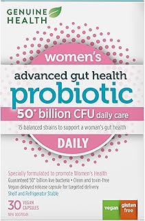 Genuine Health Probiotic for Women, 30 count, 50 Billion CFU, Natural daily digestive, immune, stress support, and vaginal pH balance, 15 diverse and balanced strains per capsule, Dairy, soy & gluten-free, Non-GMO, Vegan