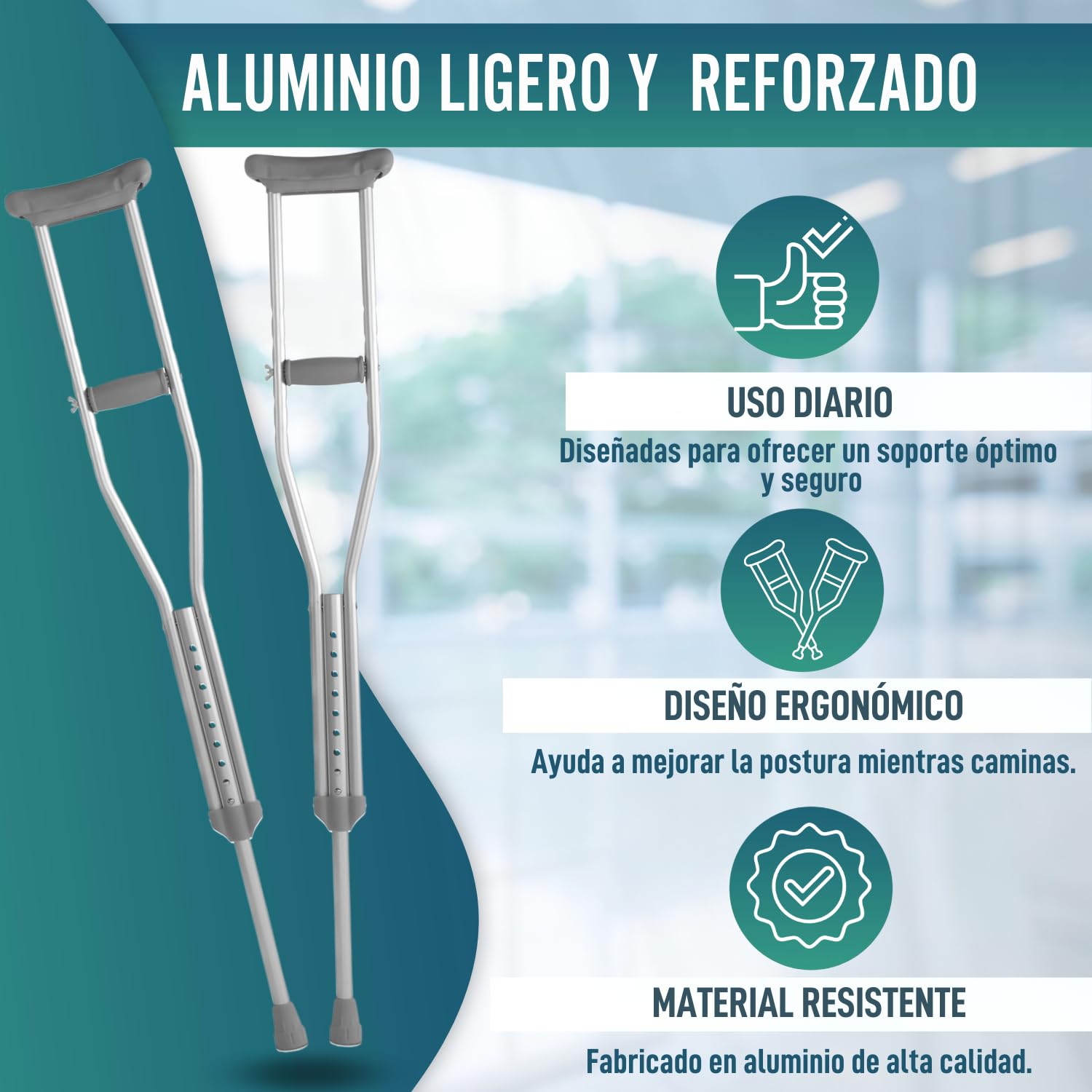 OrtoPrime Stampelle Ascellari x2 – Stampelle Ortopediche Regolabili Adulti in Alluminio Leggero – Stampella Pieghevole Uomo Donna – Bastoni Canadesi Confortevoli per la Deambulazione