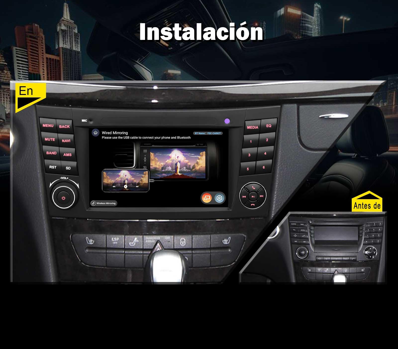 Qualcomm Android 16 Radio Coche para Mercedes Clase E W211 Clase CLS W219 | 8-Núcleo 8GB+128GB 7 Pulgadas Pantalla IPS GPS Navegador Bluetooth 5,1 CarPlay Android Auto WiFi 4G DAB+ FM RDS DSP Canbus