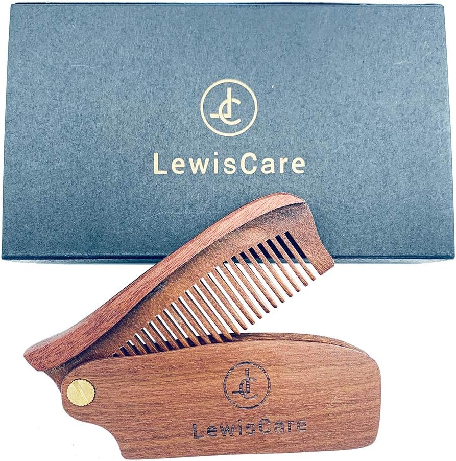 Folding Wood Hair Comb Beard Comb Beard Brush Beard Trimmer Pocket Size Beard Mustache Comb