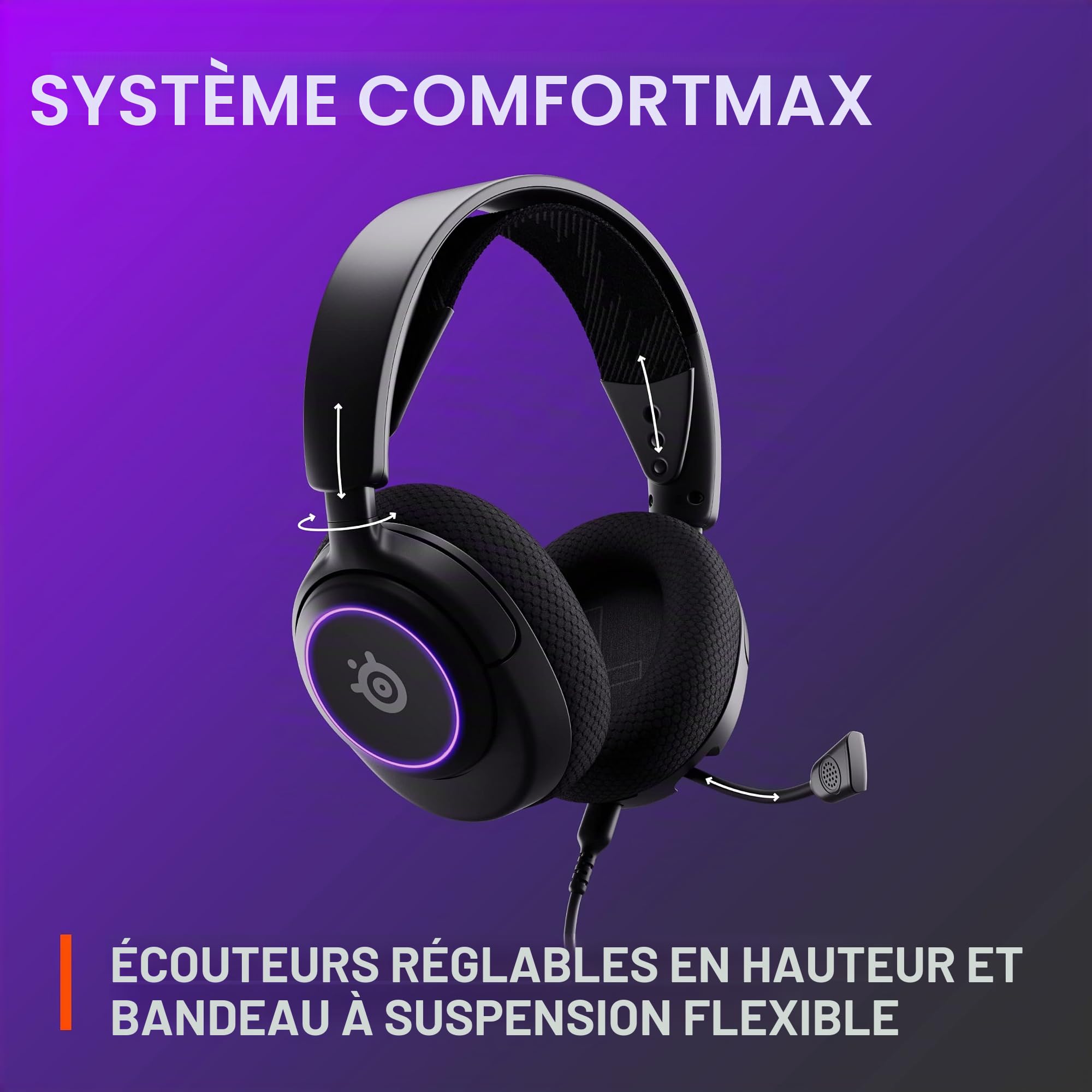 SteelSeries Arctis Nova 3 Casque de Jeu Multi-Plateforme – Signature Arctis Sound – ClearCast Gen 2 Mic – PC, PS5/PS4, Xbox Series X|S, Switch, Mobile, Noir