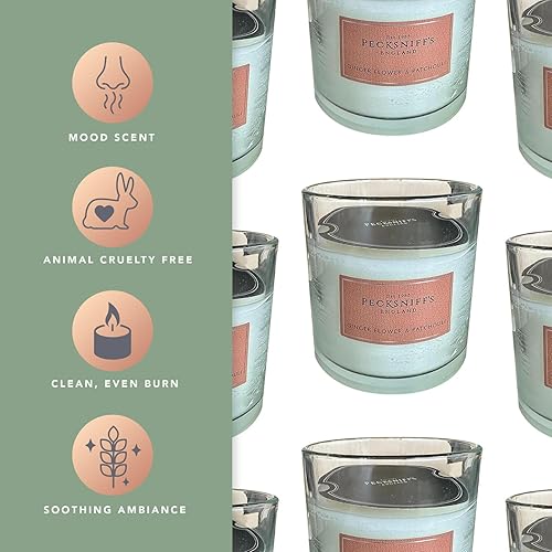 Miniatura 4 de Pecksniff's Vela perfumada clásica de flor de jengibre y pachulí Vela de 3 mechas con cubierta antipolvo 19.4 onzas