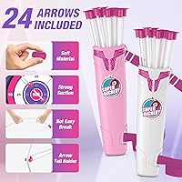 Vista 5 de Paquete de 2 arcos y flechas para niños de 4 a 6 años, juego de tiro con luz LED con 24 flechas de ventosa, 1 objetivo de pie, 6