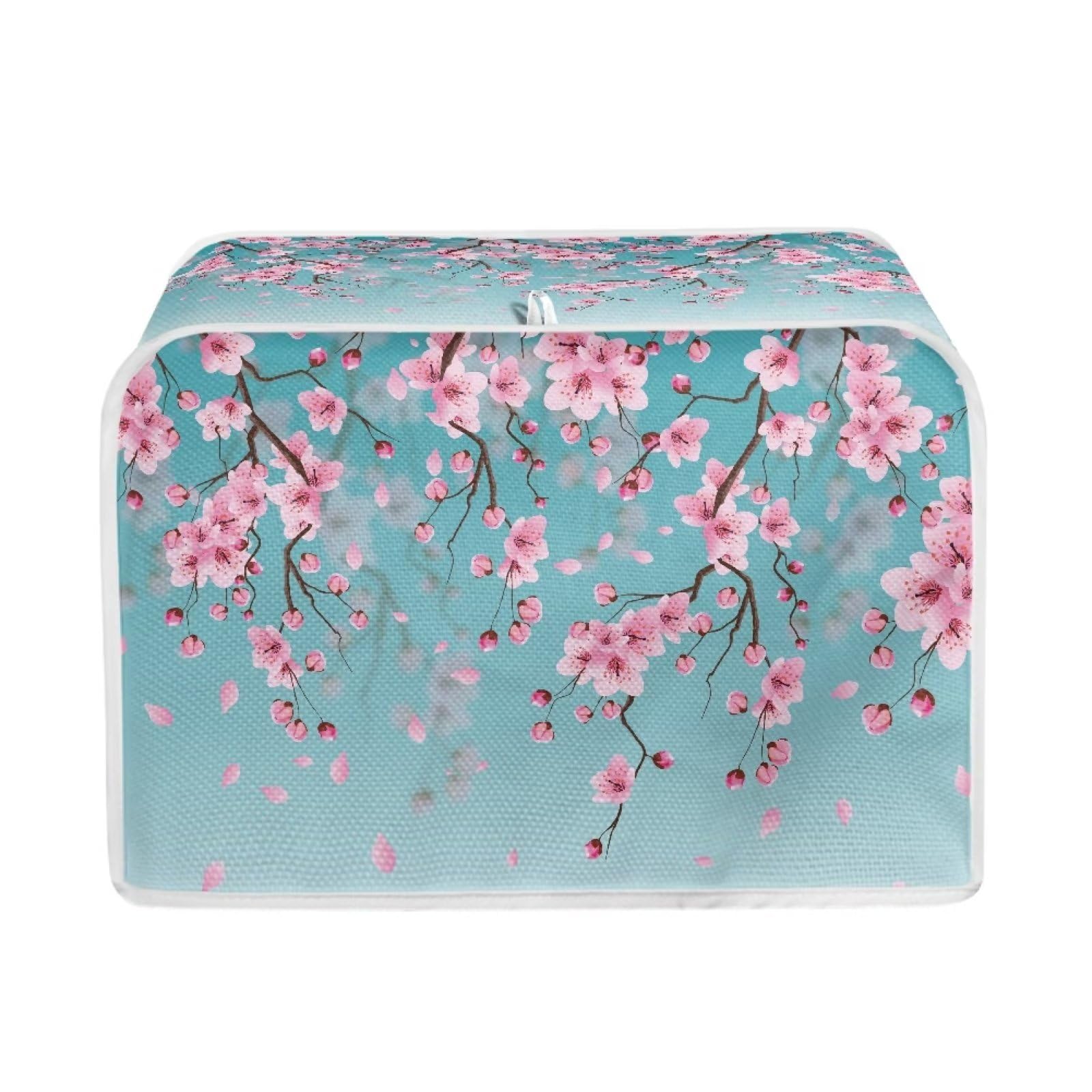 Talayituse Cherry Blossom Print Toaster Dust Cover 2 Slice, Christmas Decoration Bread Maker Cover Toaster Covers Washable Stain Resistant Kitchen Small Appliance Cover, Blue