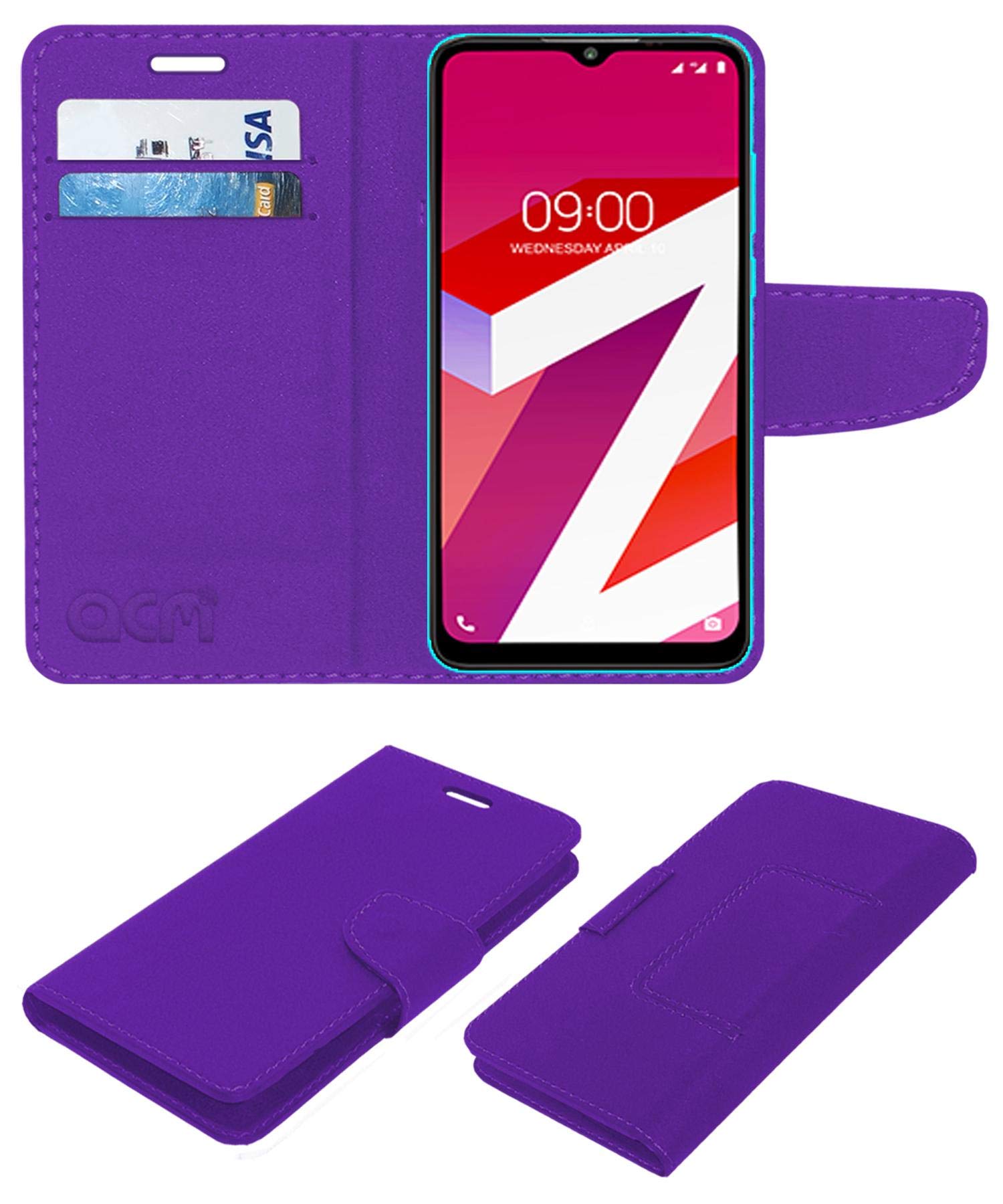 Acm Leather Flip Wallet Front & Back Case Compatible with Lava Myz Mobile Cover Purple