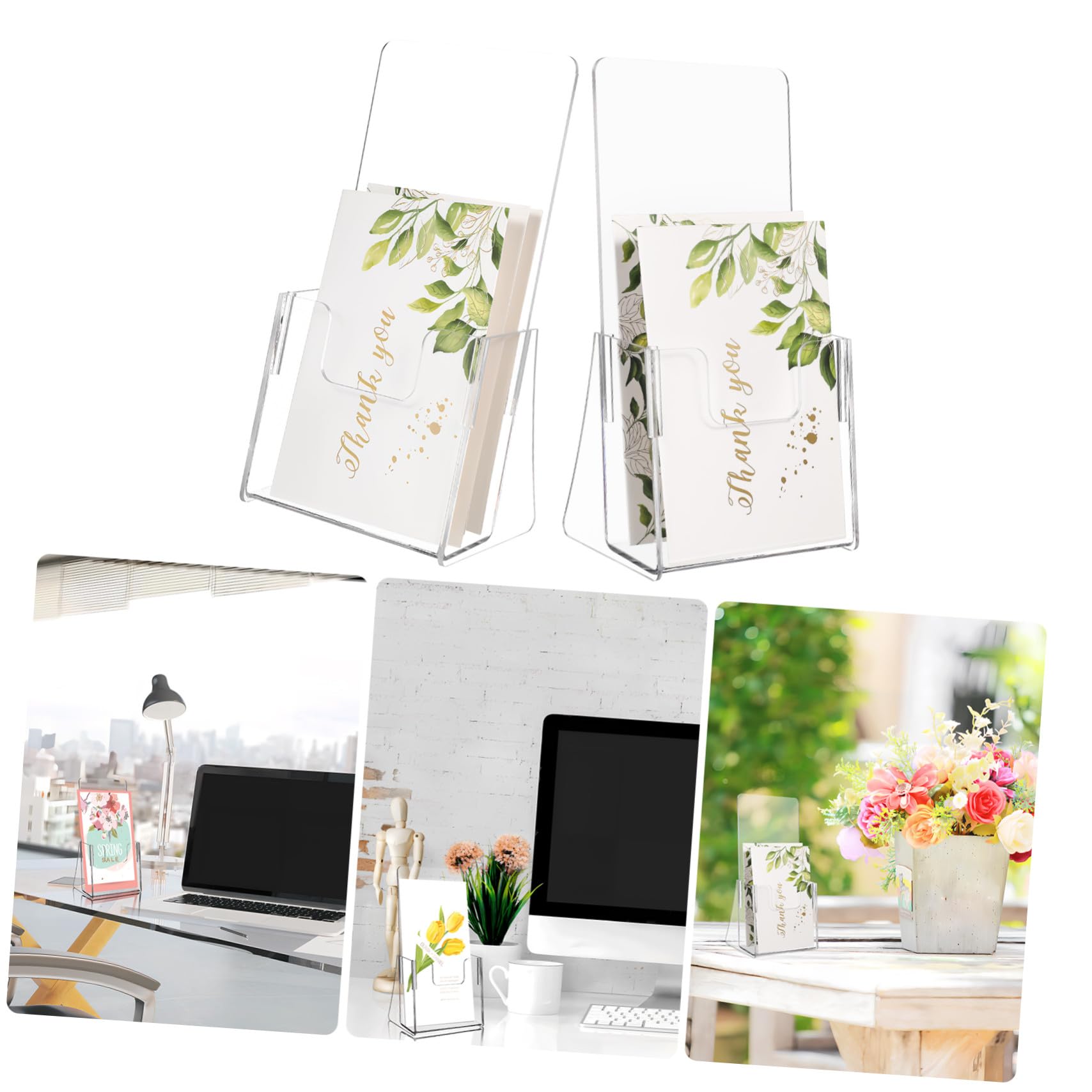 Porte-brochures Support pour Brochures et Magazines en Acrylique Transparent Lot de 2 Transmission Lumière et Installation Facile Bureau