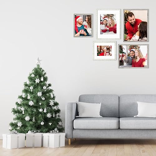 Miniatura 8 de Juego de 2 marcos de fotos de 12 x 16 pulgadas, color blanco rústico, para fotos de 11 x 14 pulgadas con paspartú o de 12 x 16 pulgadas sin paspartú