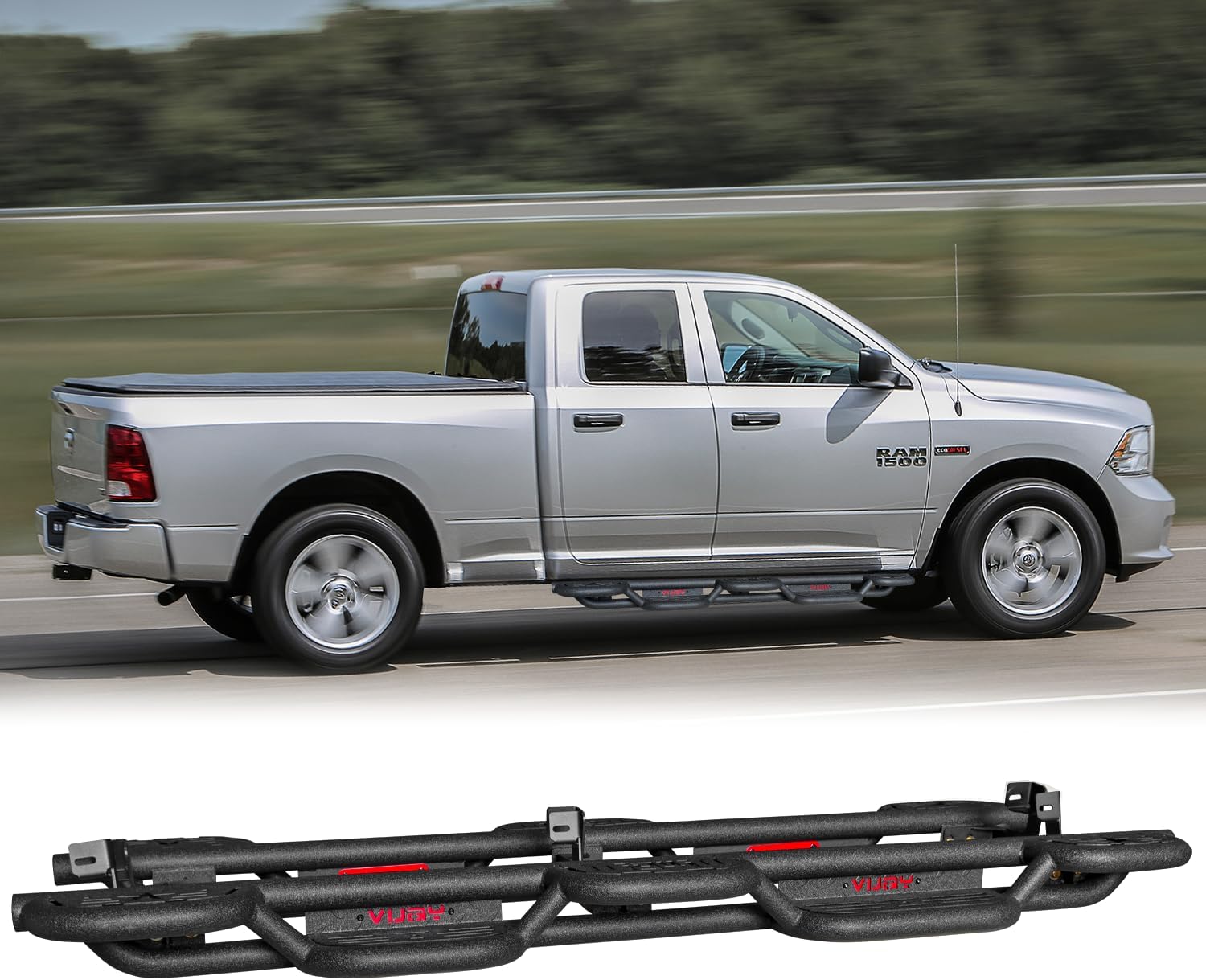 for 2009-2018 Dodge Ram 1500&2019-2025 Dodge Ram 1500 Classic（Not Fit New Body） Quad Cab Nerf Bar&Side Step