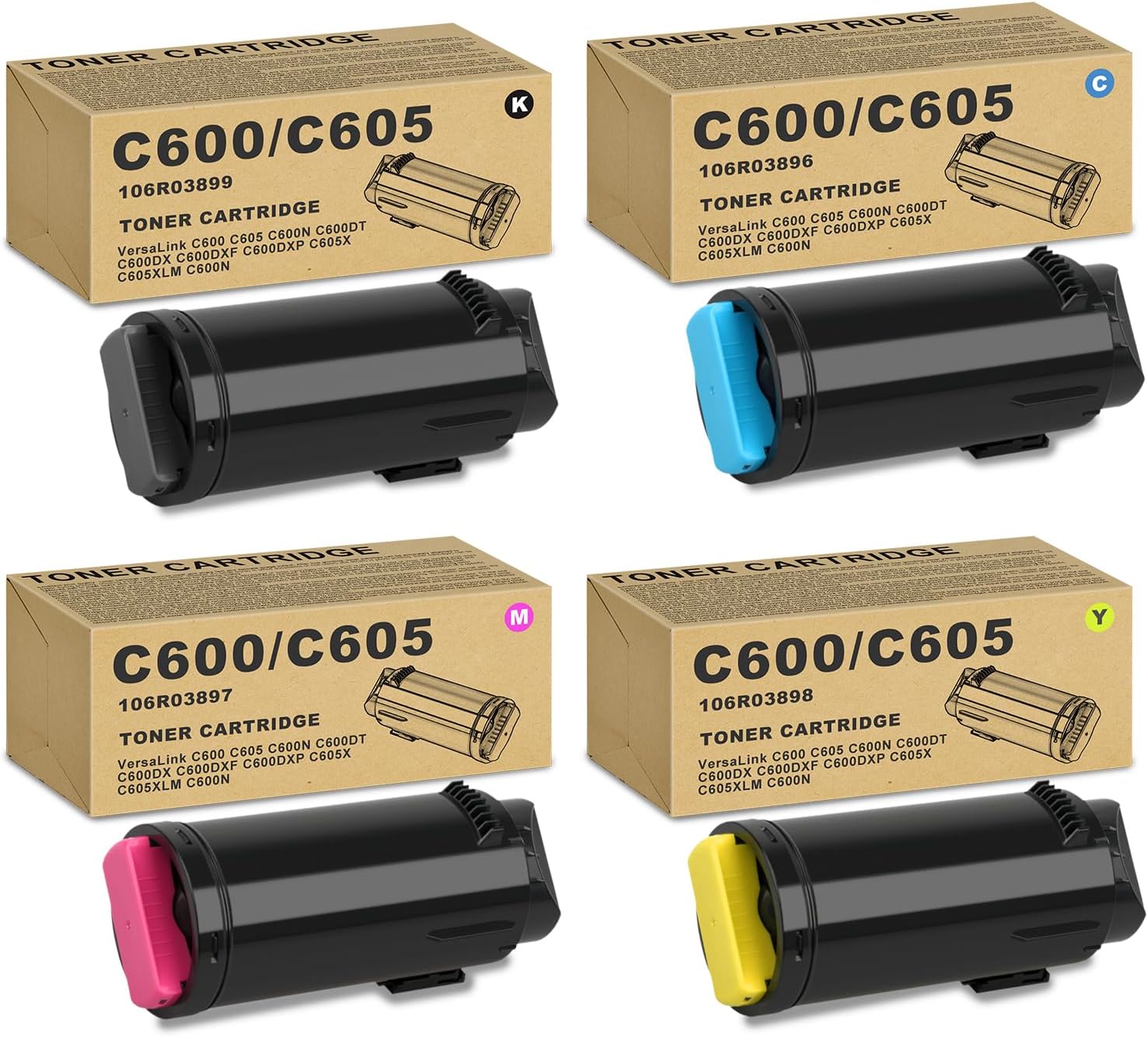 VersaLink C600 C605 Toner Cartridge High Yield 106R03896 106R03897 106R03896 106R03899 Ink Set Replacement for VersaLink C600 C605 C600N C600DT C600DX C600DXF C600DXP C605X C605XLM C600N Printers