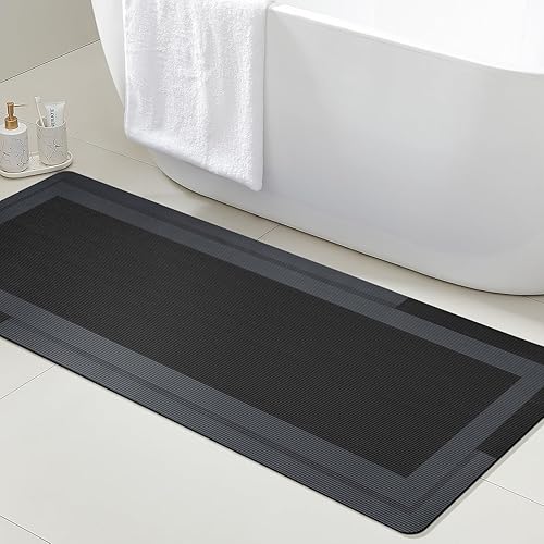 Miniatura 29 de ACCUMTEK Alfombrilla de Baño Ultrafina, Alfombrillas Antideslizantes de Espesor Reforzado para Debajo de la Puerta, Alfombras de Baño 2-gris