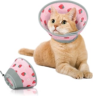 GoGoPaw Cat Cone, Adjustable Cat Cone Collar Soft to Stop Licking, Foldable Cute Cat Cone Alternative, Water Resistant Neck Cone for Cats, Lightweight Cat Recovery E Collar for Cat Kitten（Pink，S-2