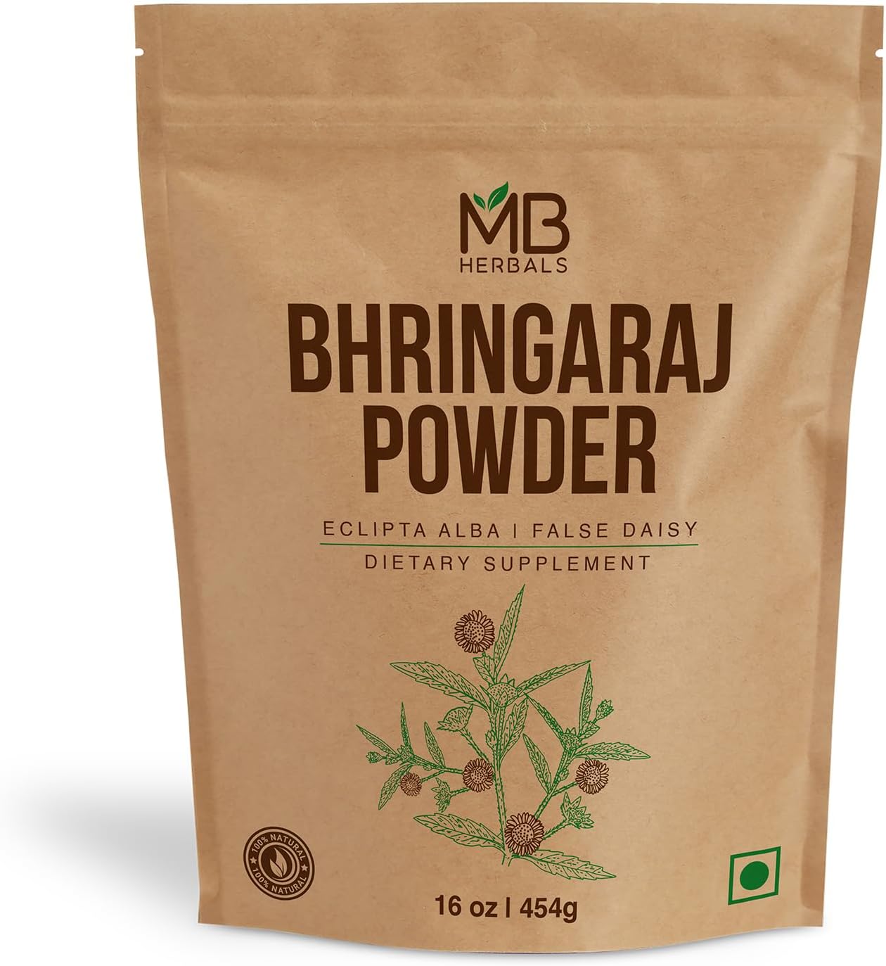 MB Herbals Pure Bhringraj Powder (454g)