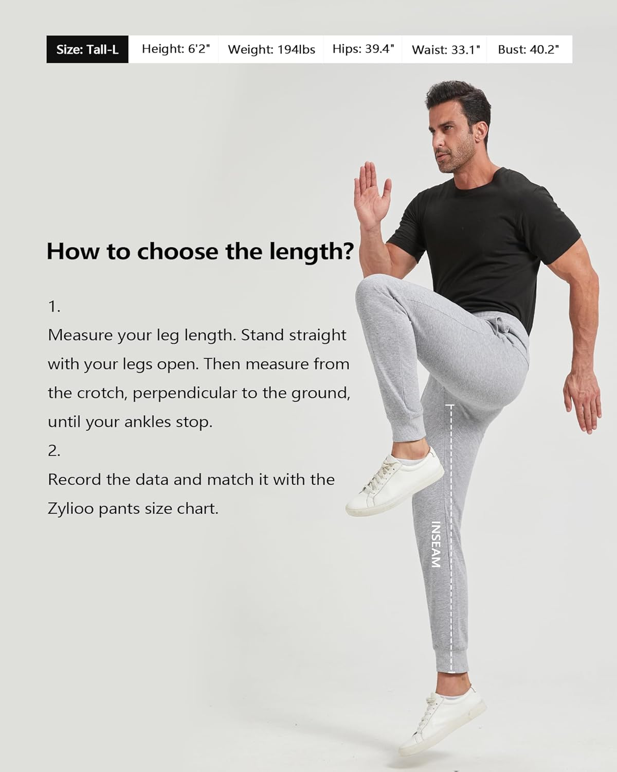 Zylioo Extra Long Sweatpants for Men with Pockets,Jogger for Tall Men 34-36 Inseam,Men's Athletic Pants Tall Grey - Image 5