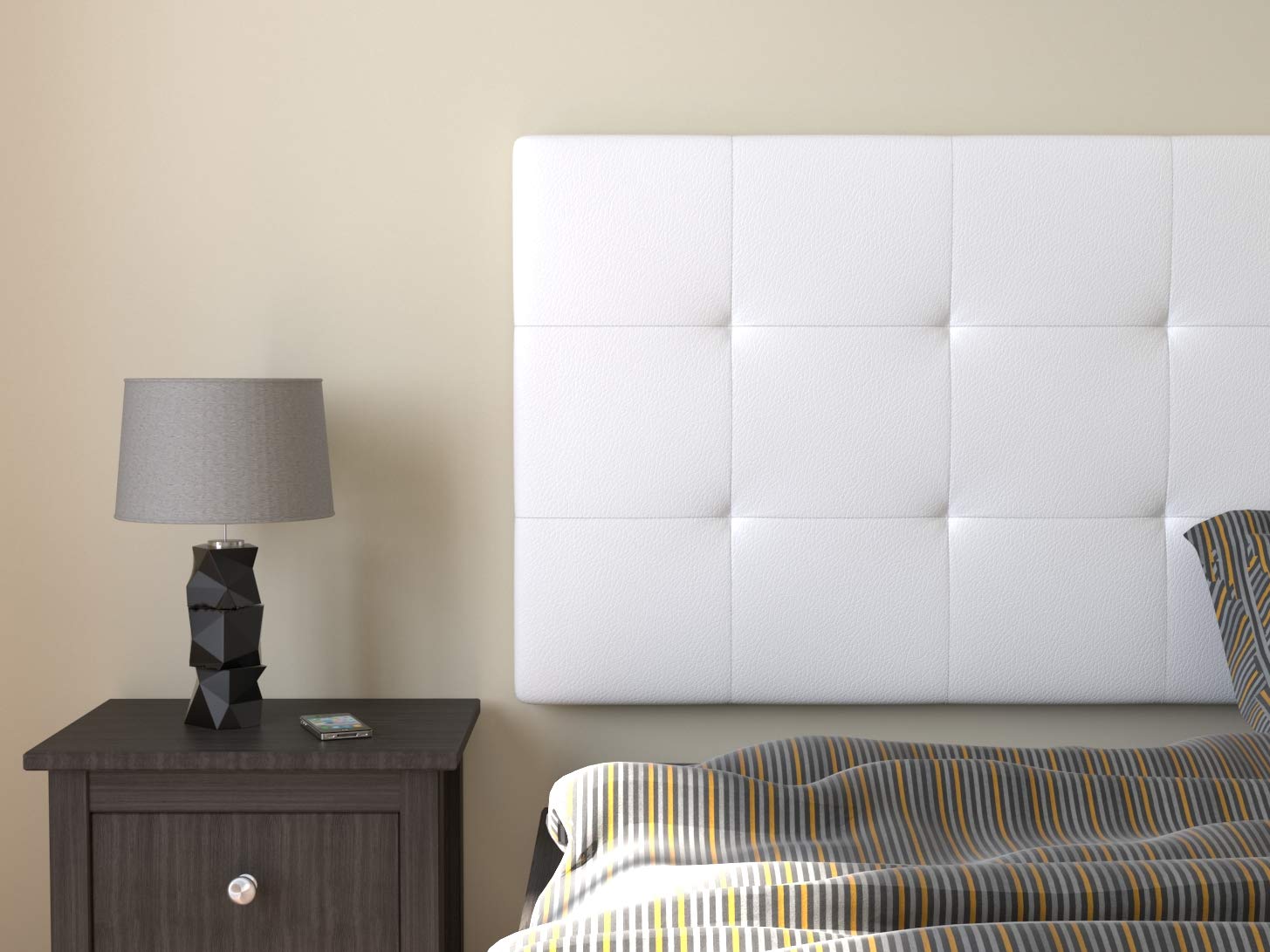 LA WEB DEL COLCHON Cabecero tapizado Corfú para Cama de 150 (160 x 70 cms) Blanco Polipiel | Cabezal Cama