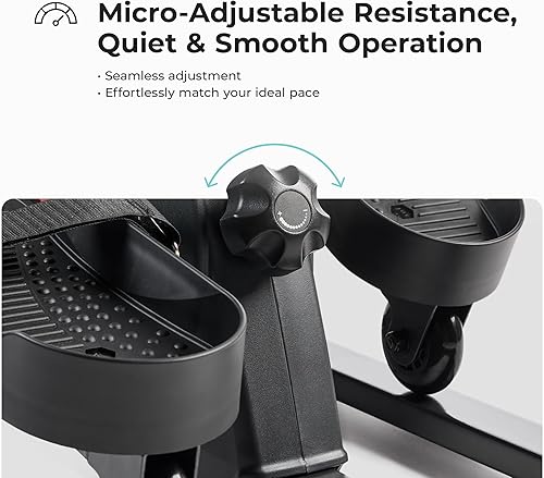 Miniatura 5 de Sunny Health & Fitness - Máquina elíptica con pedal para usar debajo del escritorio, ejercitador de piernas con resistencia ajustable
