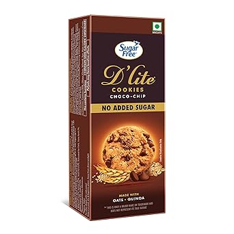 Sugar Free D’Lite Choco Chip Cookies | Zero Added Sugar | Made with Oats & Quinoa75g - image, photos