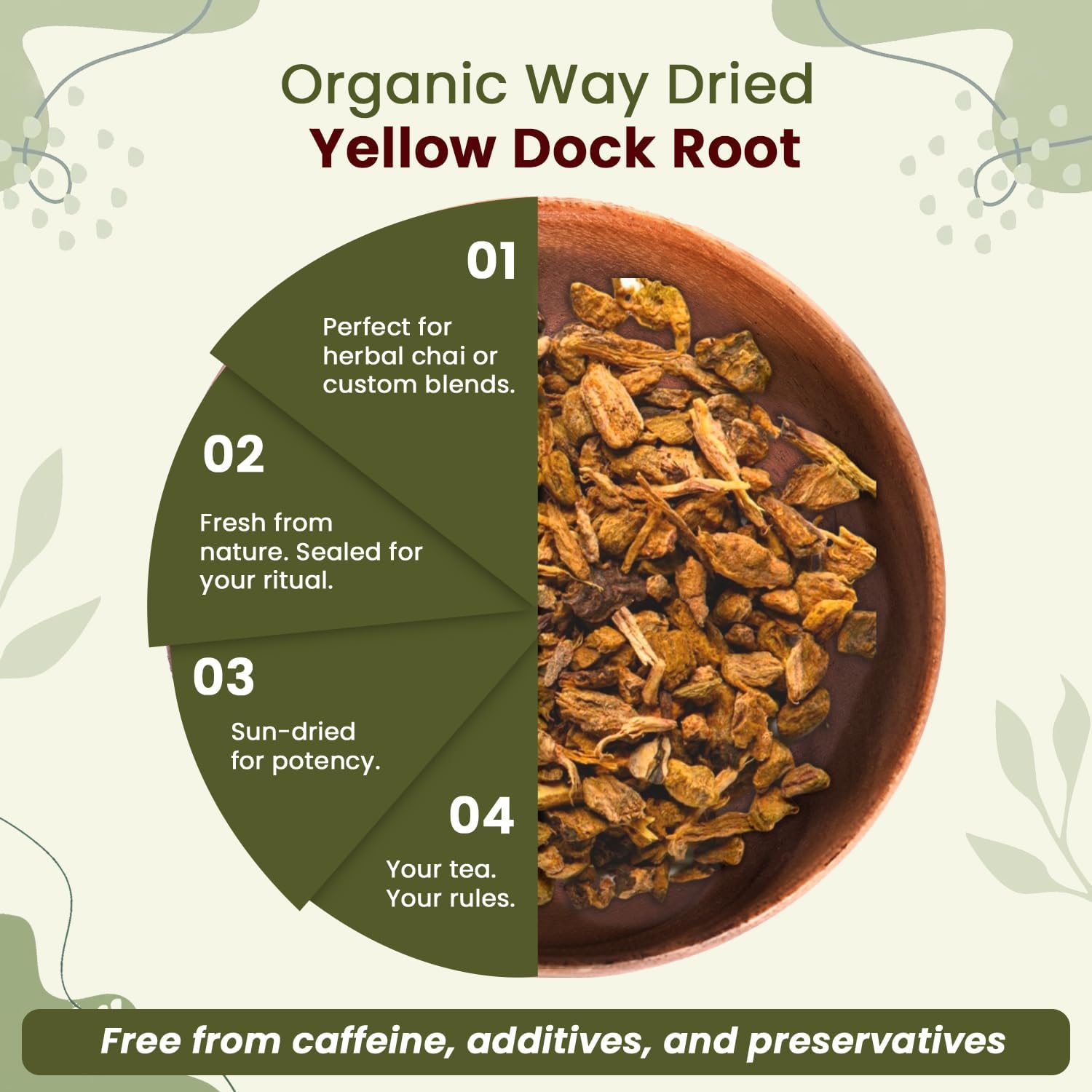 Organic Way Yellow Dock Root Cut & Sifted (Rumex crispus) Herbal Tea - European Wild-Harvest | Organic & Kosher Certified | Vegan, Non GMO & Gluten Free | USDA Certified | Origin - Albania (16 Oz)