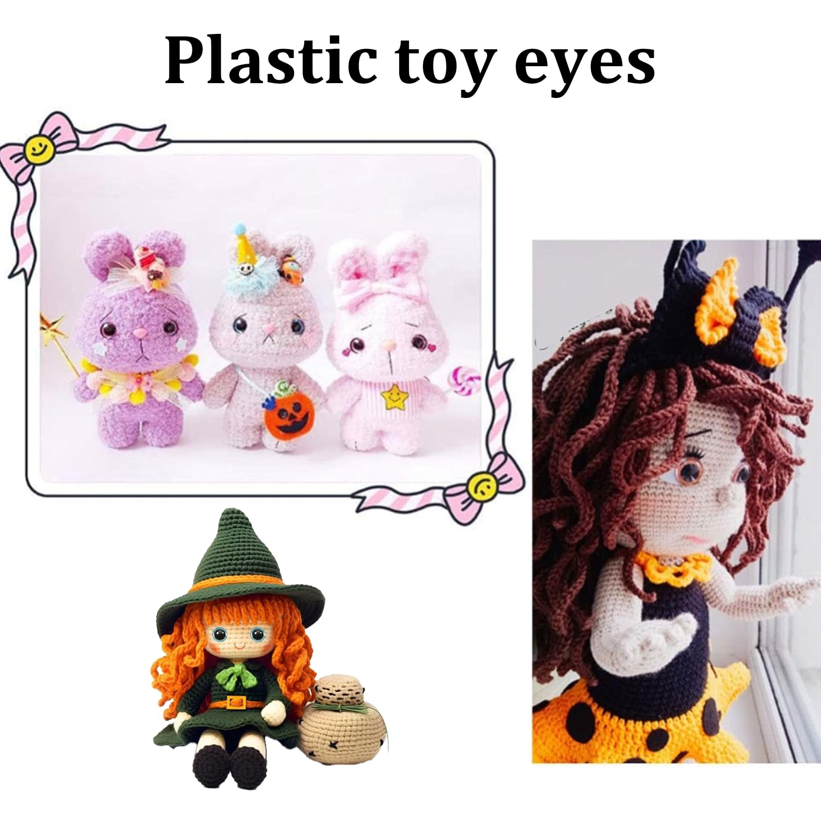 Accesorios Ganchillo Ojos De Seguridad Para Amigurumi - 20 Piezas, 12-20mm, Con Purpurina Y Arandelas Multicolor Accesorios Muñecos Crochet