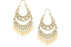 Large Gold Chandelier Earrings: Boho Chic U-shaped for Women