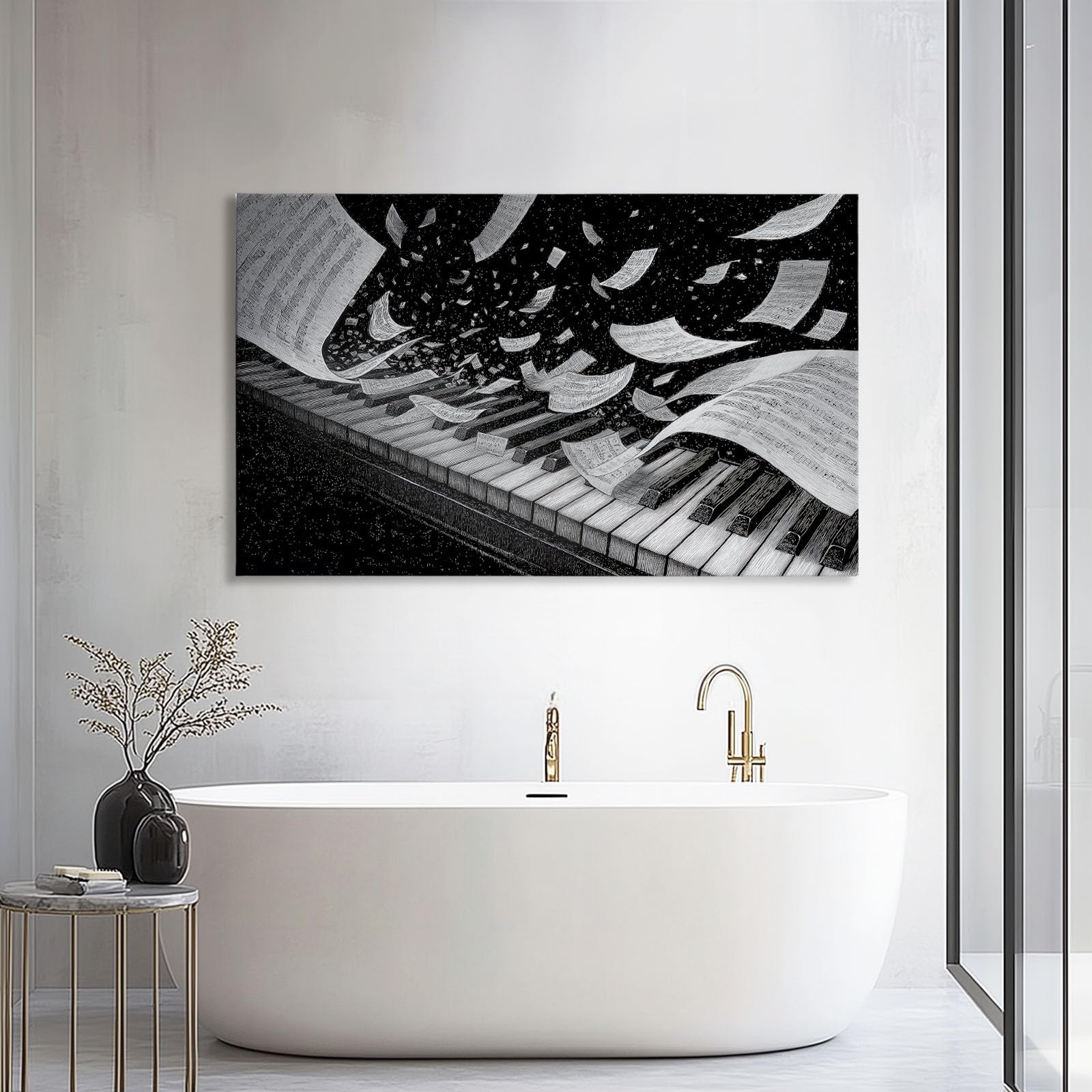 Generico Stampa su Tela 3D Pianoforte spartiti musicali 70x50cm Quadri su Tela Moderni, Opere d'arte e Poster da Parete, Pittura a Parete Decorazioni per Soggiorno Camera da Letto