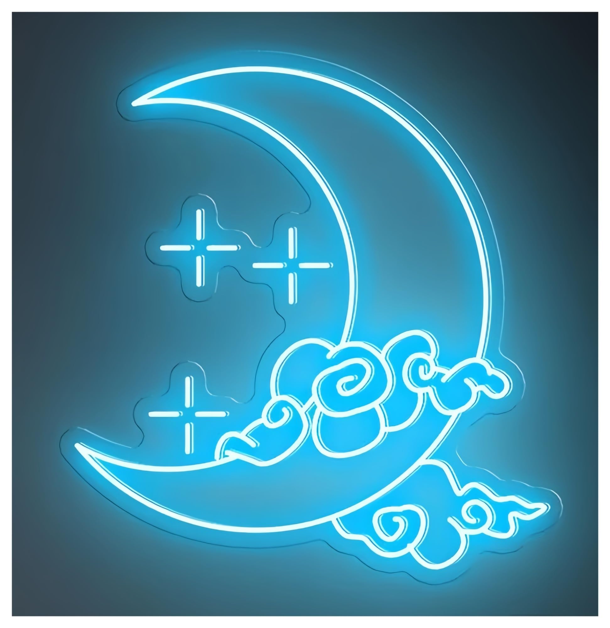SHOUXI Sign Lamp Moon Cloud Star Neon Sign Art Wall Decor Bedroom Home 38cm(B)