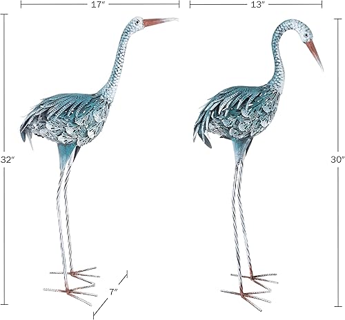 Miniatura 2 de Pure Garden Juego de estatuas de grúa de pie para jardín de 2, 30 y 32 pulgadas de alto, estatuas de grúa de metal para decoración al aire libre,