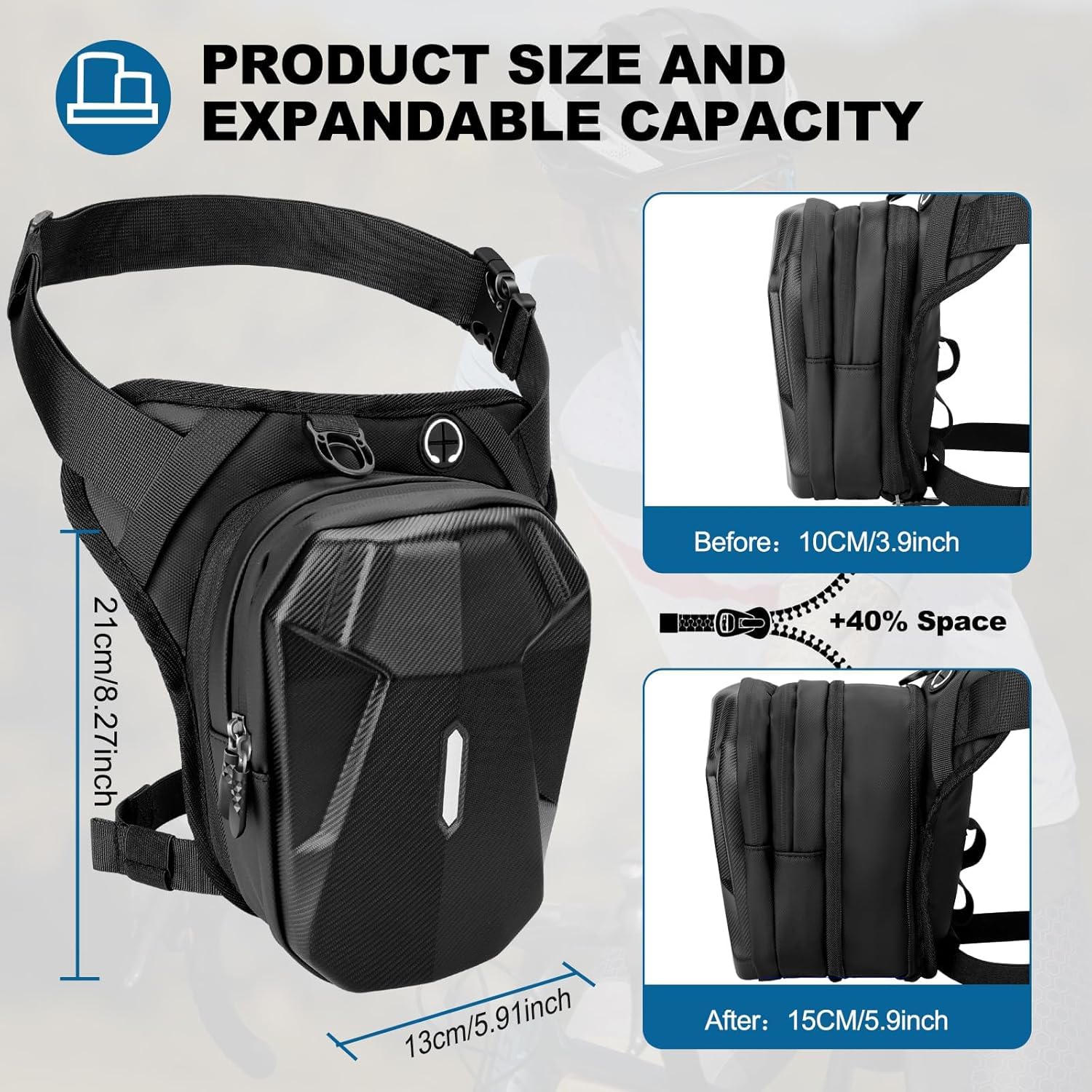 Robuste Motorrad Tasche Bein für BMW R 1200 RT 2006-2019 | Erweiterbare Aufbewahrung Tankrucksack Sport Beintasche für Laufen