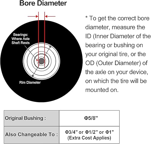 Miniatura 7 de 2 nuevas ruedas universales HORSESHOE para carretilla acanaladas sin plano con ajuste de grasa para 4.80/4.00-8, 3.50-8, 4.00-6, 4.00-8, longitud