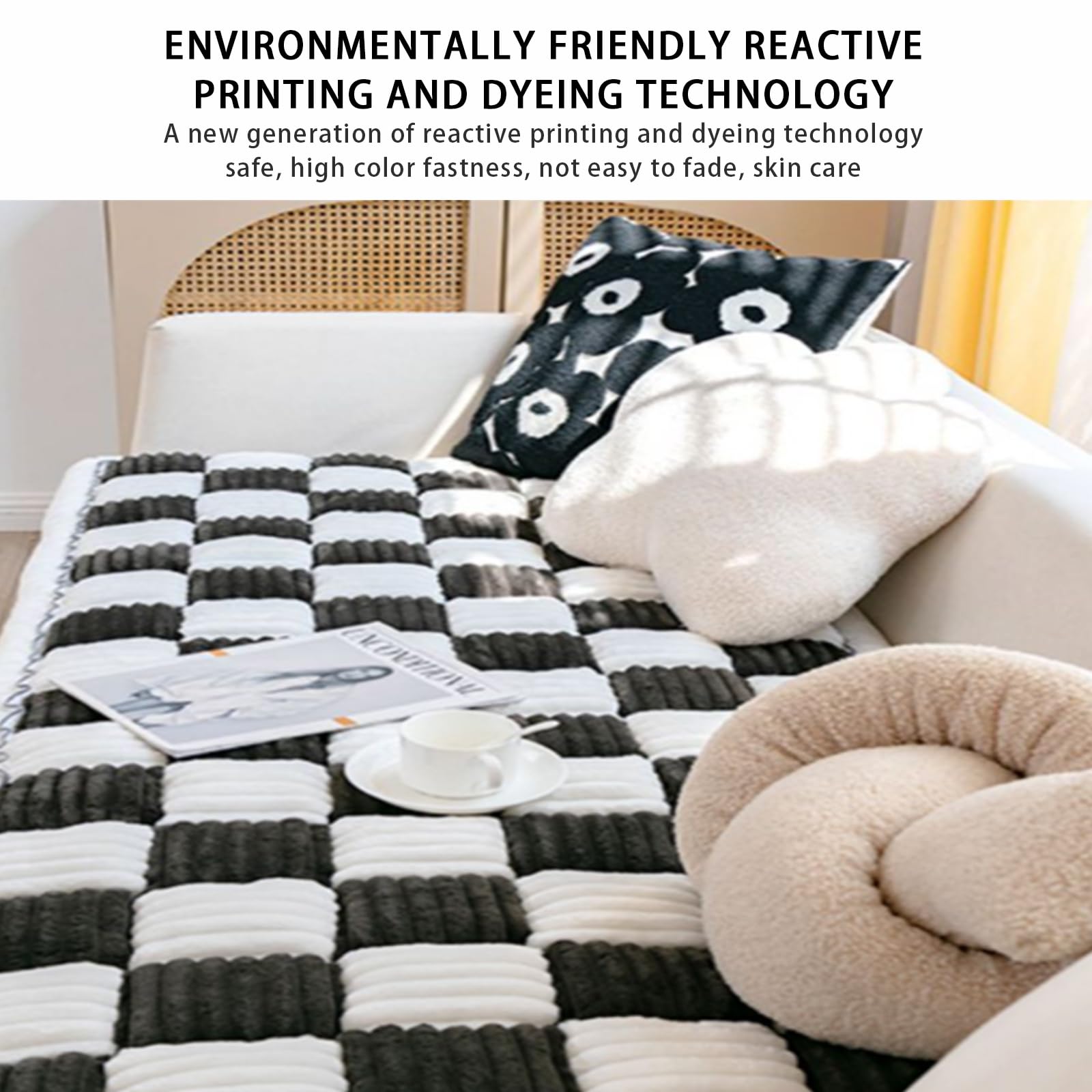 Funnyfuzzy Pet Canapé Matelas, Plaid Carré Canapé Coussin Crème Matelas Housse De Protection Meubles Plancher Chien Animal Chat Housse De Protection, Lavable En Machine(Size:19.6*19.6 in,Color:Black)