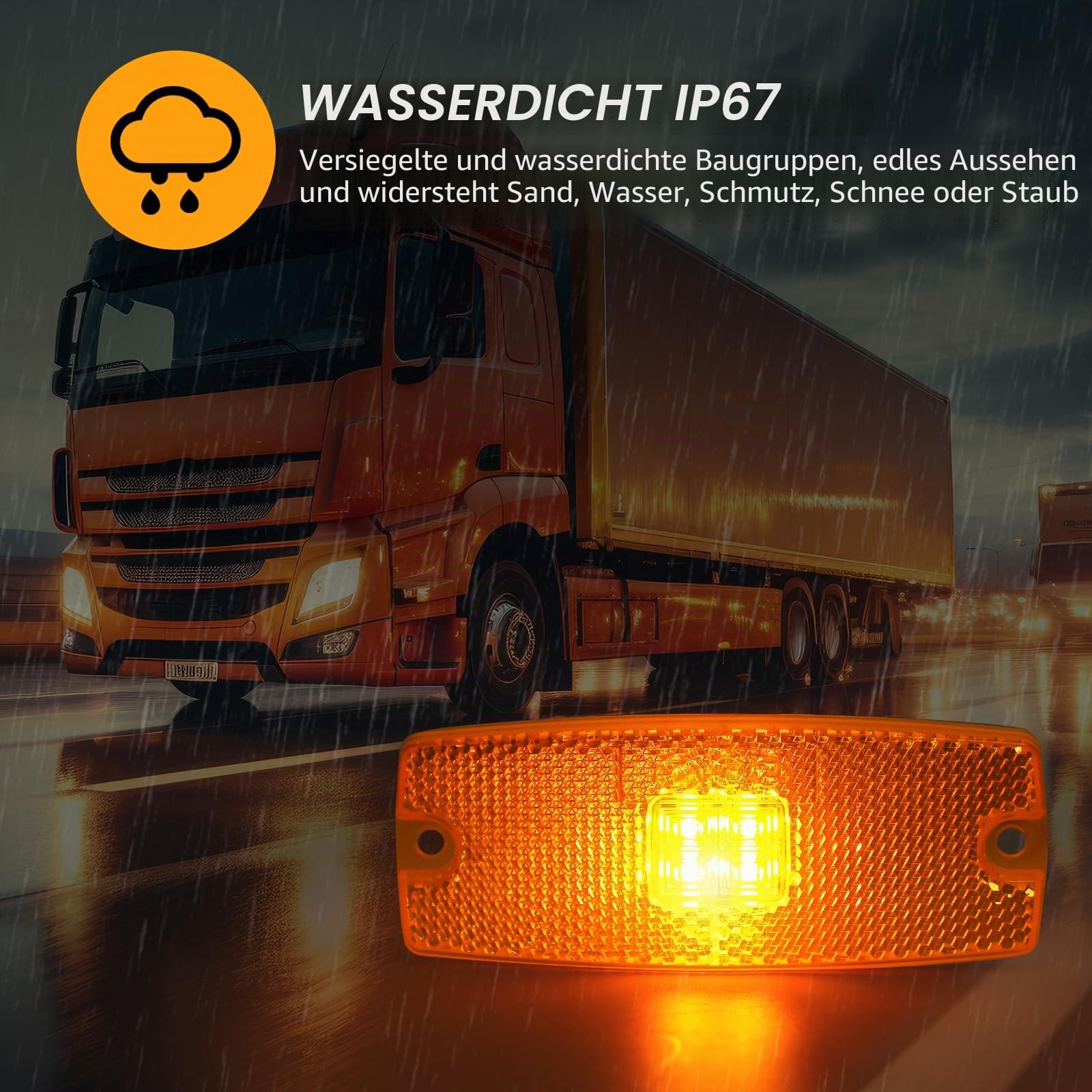 AOHEWEI 4 x Gelb LED Seitenmarkierungsleuchten Lkw Markierungsleuchten Pkw Anzeige Positionsleuchte Lampe Vorderseite mit Reflektor für Anhänger Van Wohnwagen 10~30V ECE-genehmigt
