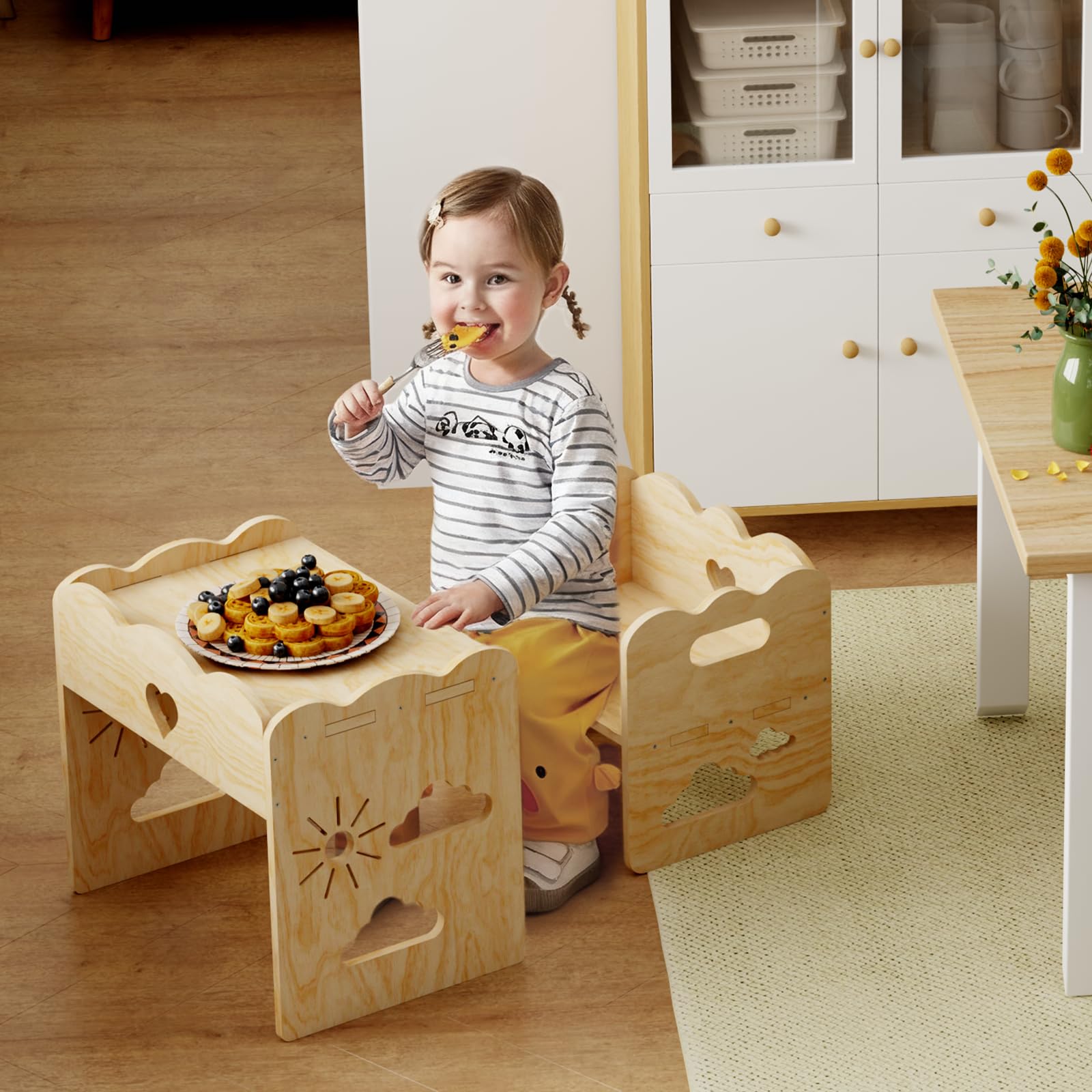 Table Et Chaise Enfant, Petite Table Montessori, Idéal pour Les Repas, l'apprentissage Et Le Jeu, Facile à Assembler