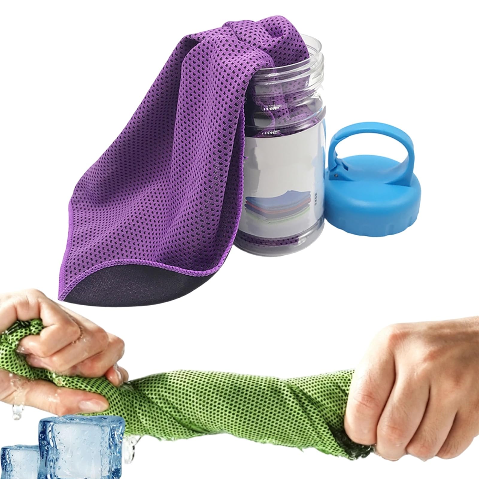 Cooling Towels for Hot Weather, Cooling Bottle Cold Sweat Towel, Cold Towel for Neck, Long Lasting Cooling Neck Cooler, Breathable Reusable Scarf Head Band for Beach Running Camping Workout (Purple)