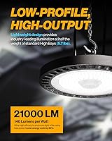 Vista 2 de Sunco 6 Pack UFO LED High Bay Light, 150W, 21000 Lumens 5000K 100-277V Dimmable 0-10V, Ultra Bright Commercial Shop Lights for Warehouse, Factory